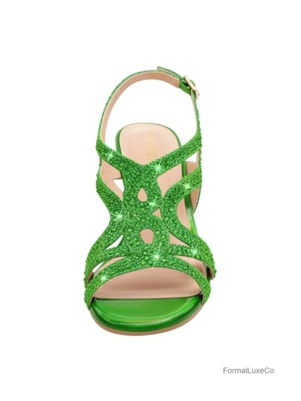 Heeled Sandals with Rhinestone Embellishments Open Toe Slingback Dress Pumps